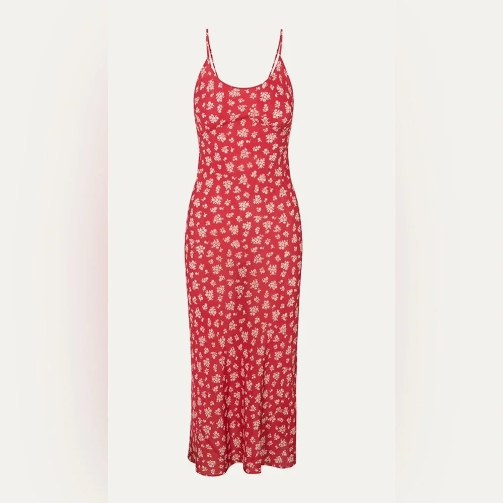 Réalisation Par Red Floral Silk Slip Dress – Women’s Large - Picture 1 of 9